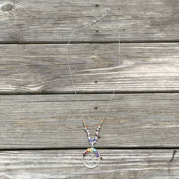 Genuine gemstone tree of life chakra necklace long 30” chain - Picture 8 of 12